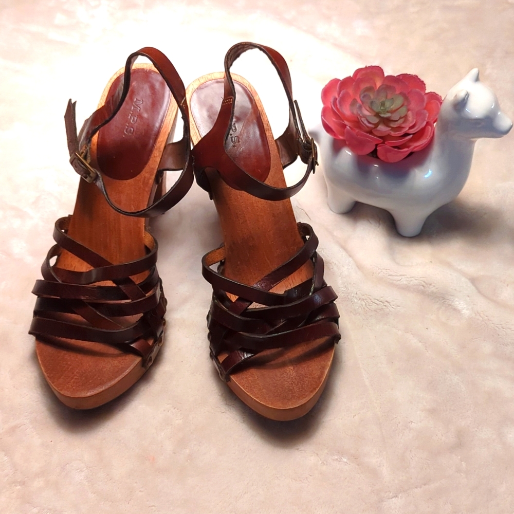 Boho M.P.S. 70's wooden heeled leather platform sandals